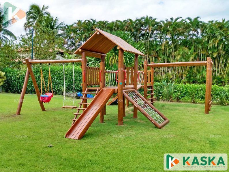 Playground de Madeira - Eucalipto Tratado - Ref. 280 - Casa do Tarzan Aventura - KASKA