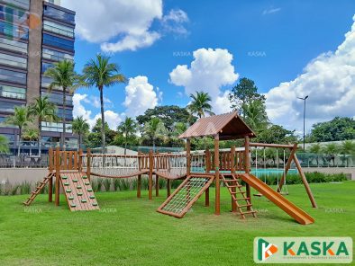 Playground Infantil em Madeira - Ref. 443 - Casa do Tarzan Em L - KASKA